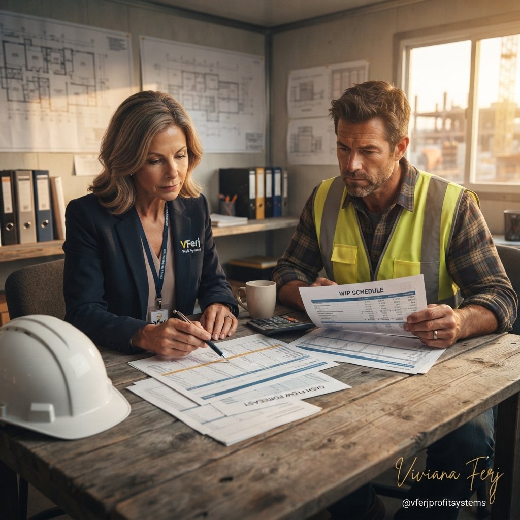 Fractional CFO reviewing construction financials