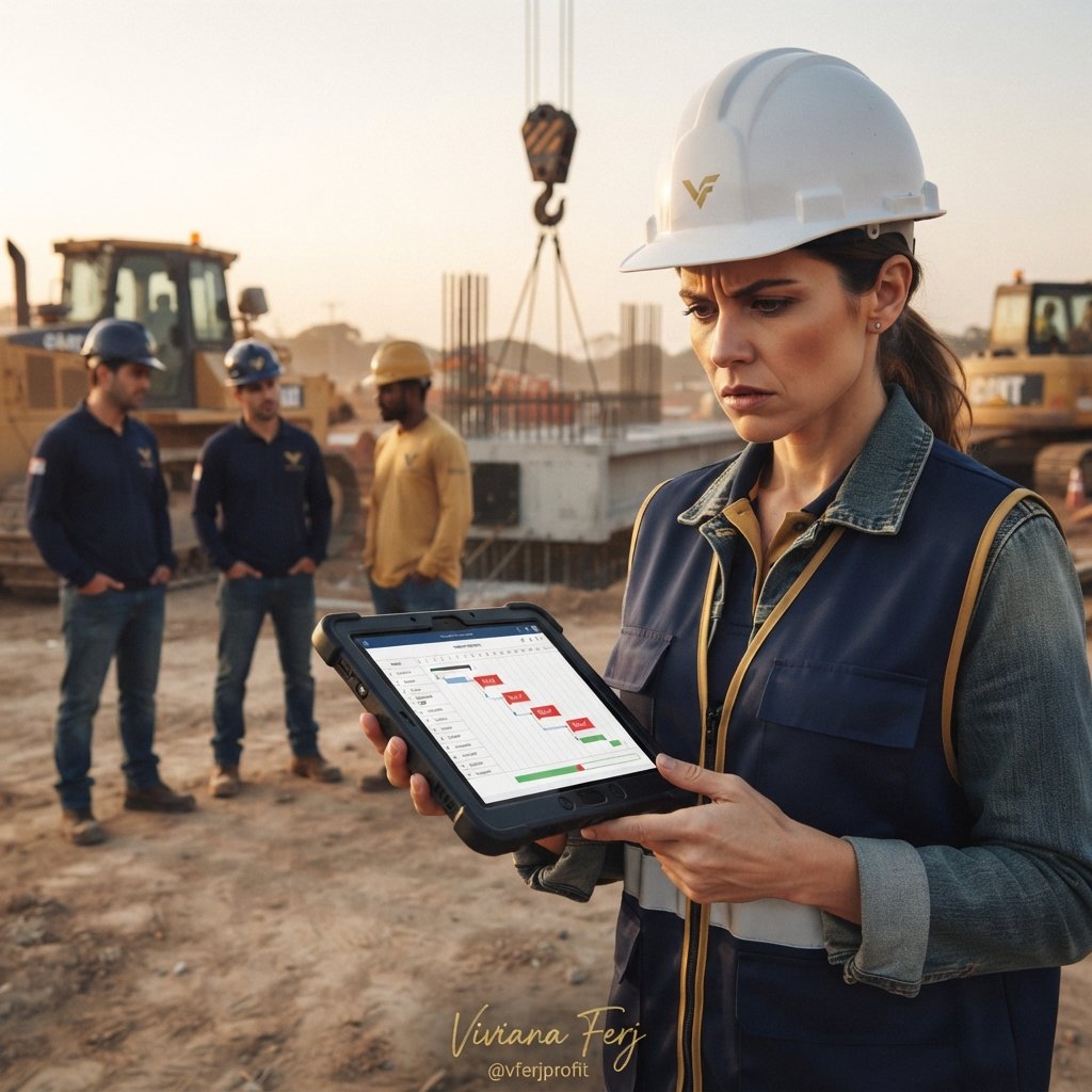Superintendent reviewing a flagged schedule on a tablet at a job site