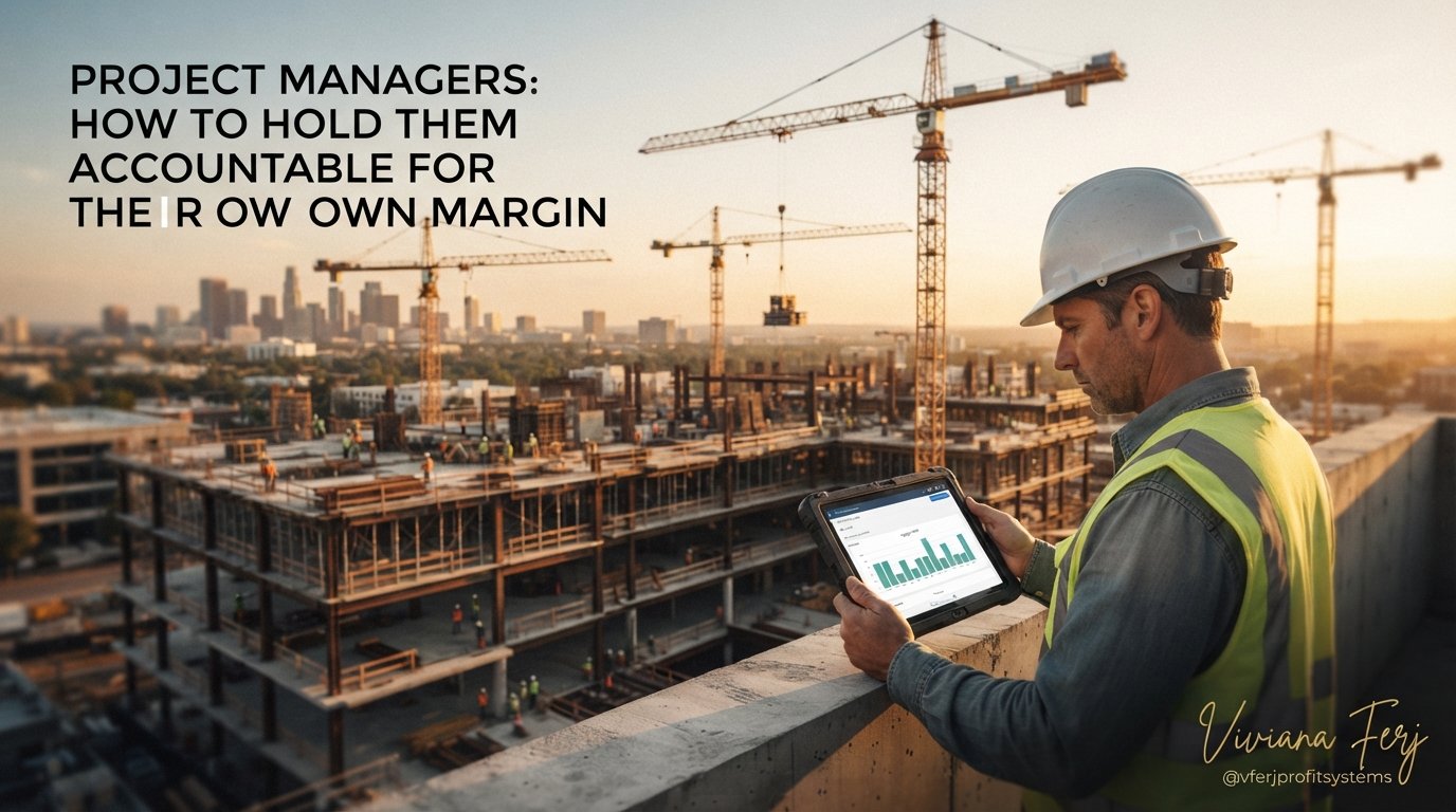 Project manager reviewing job profitability data